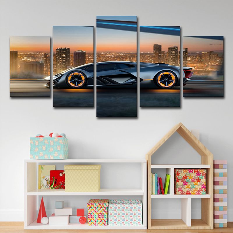 Modern Lamborghini Sports Car Art Print Canvas Multi-Piece Black Wall Decor for Boys Room