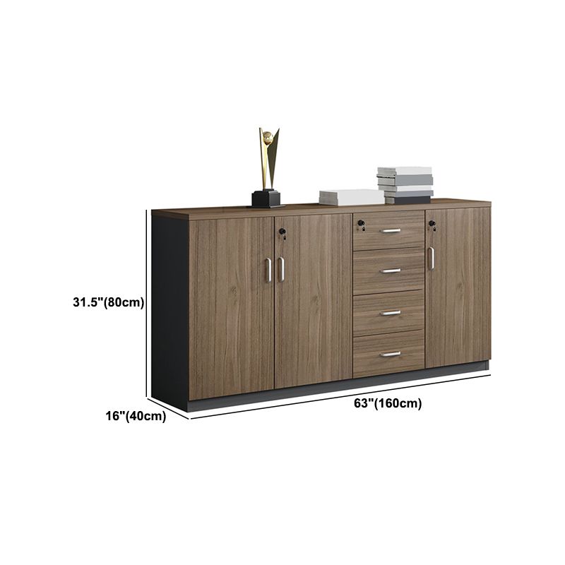 Walnut File Cabinet Storage Shelves Lateral File Cabinet with Locking Drawers