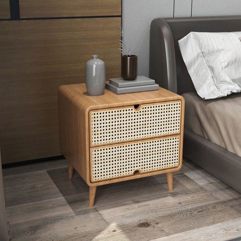 Wicker & Rattan Bed Nightstand Contemporary Night Table for Bedroom