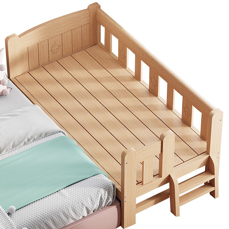 Contemporary Solid Wood Baby Crib with Guardrail Wood Crib in Natural