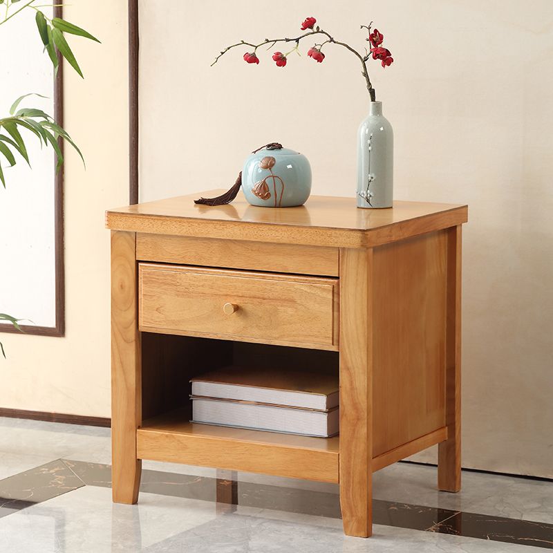 20"L X 20"H Traditional Nightstand Rubber Wood Bedside Cabinet with 1-drawer