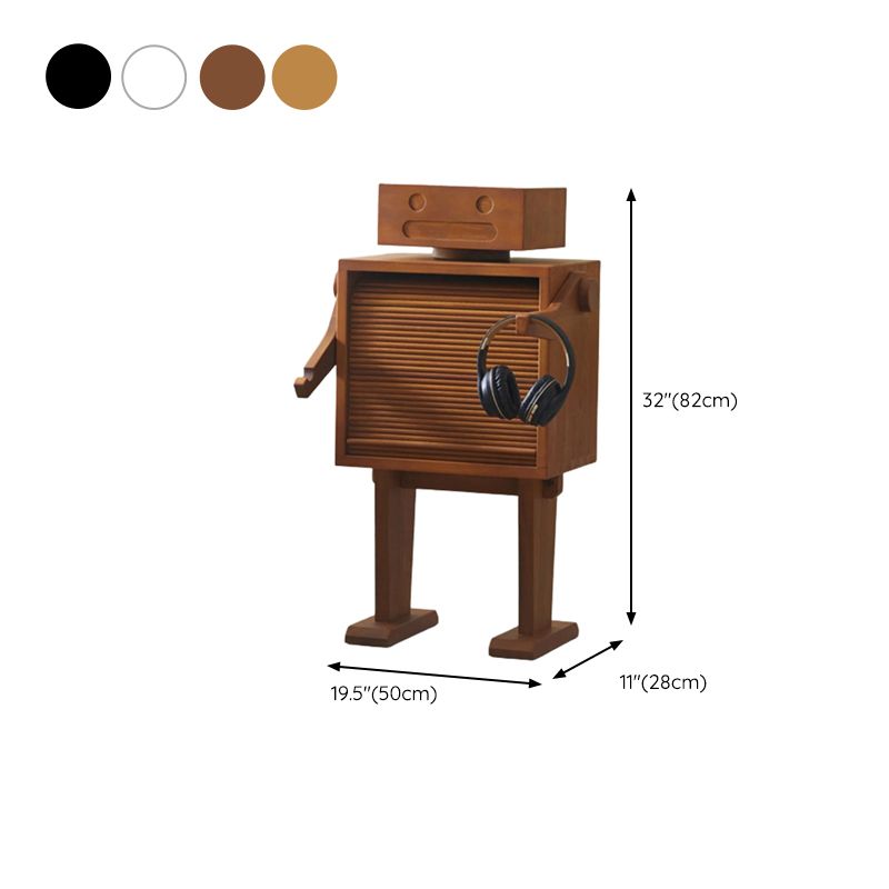 32.3" H Wooden Kids Nightstand Modern Robot Nightstand with Storage