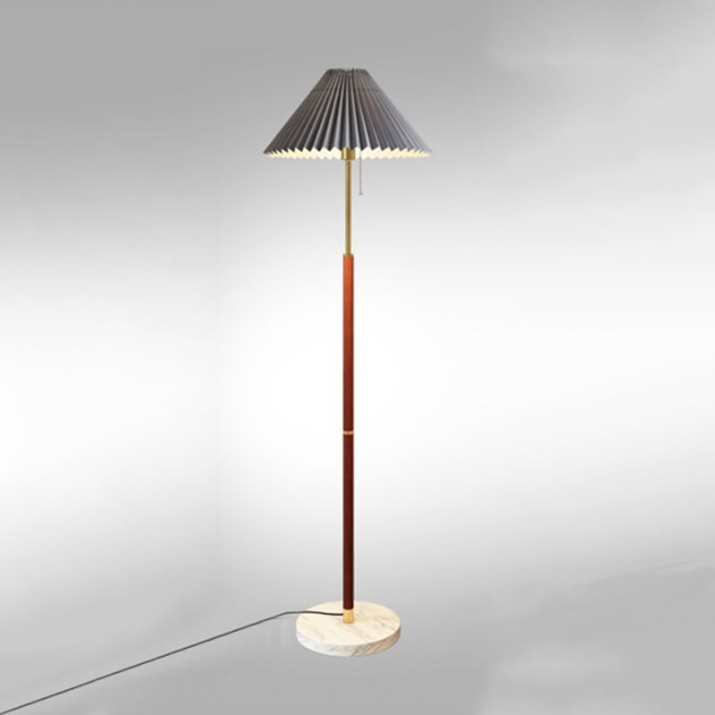 Nordic Style Iron Floor Lamp Cloth Shade Bulb Floor Light with Marble Base for Bedroom