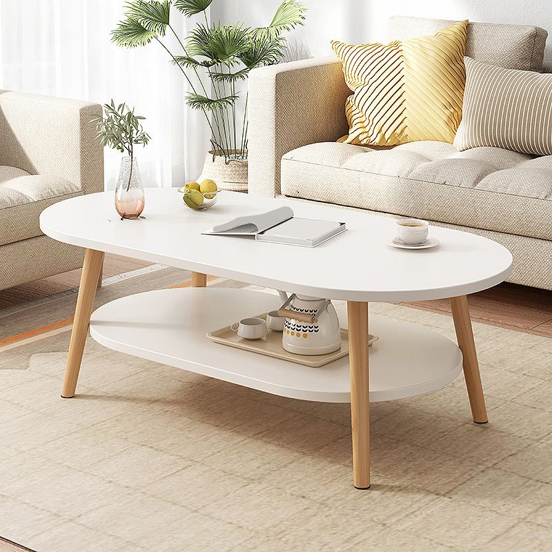 Modern Style Wooden 4-legs Base Top Coffee Table for Living Room