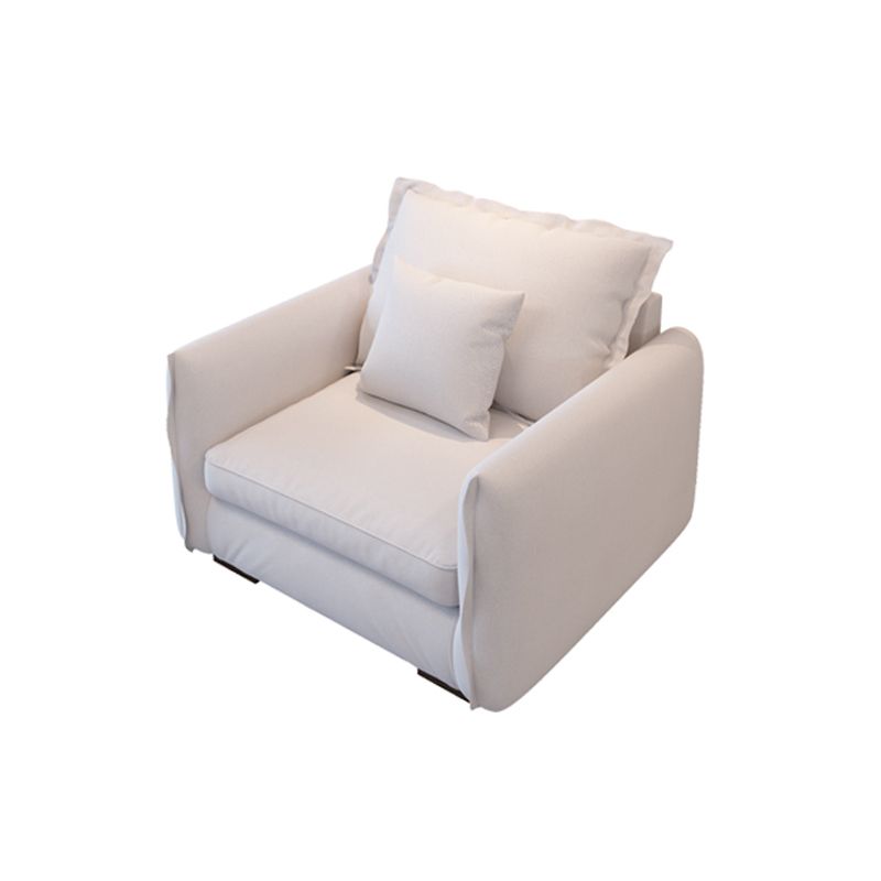 Contemporary White Loose Back Sofa Square Arm Stationary Settee