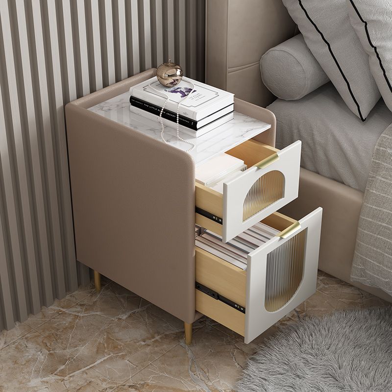 Modern Flat Top Kids Nightstand Pine Nightstands with Drawers