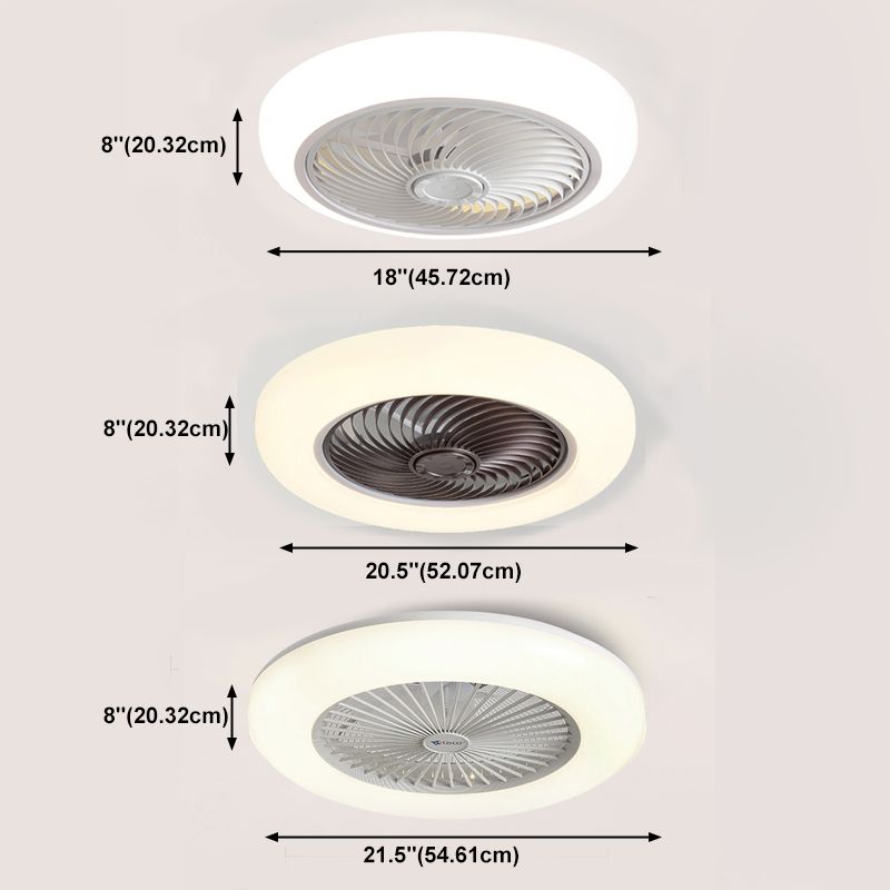 Stylish Minimalist Round Fan Lamp Acrylic Bedroom LED Semi Flush Mount Ceiling Light