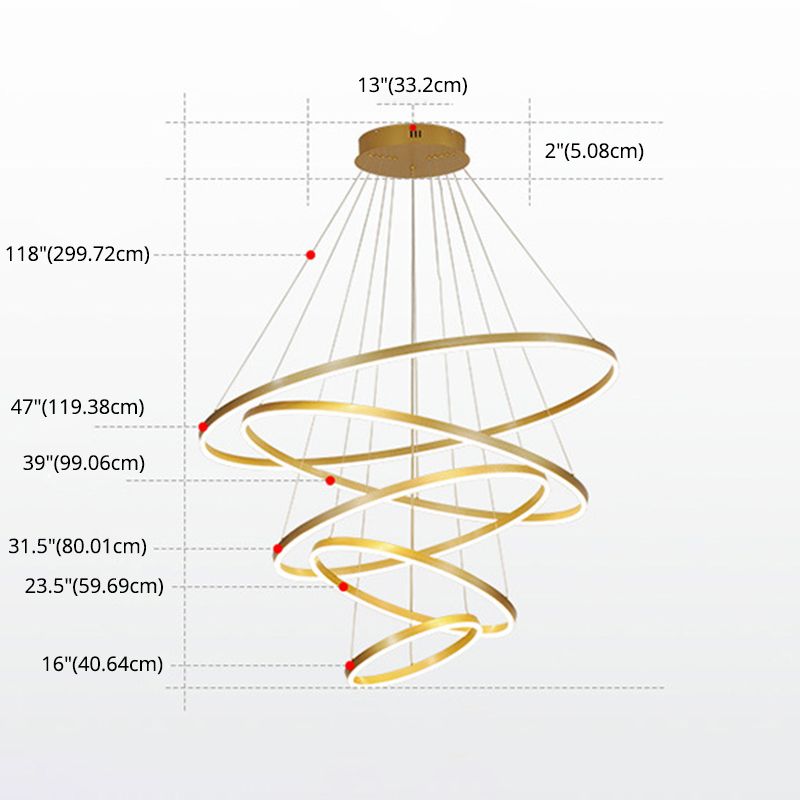 LED LED LED Chandelier Pendant Light Simplicity Chandelier Lightture avec cercles Metal Shade