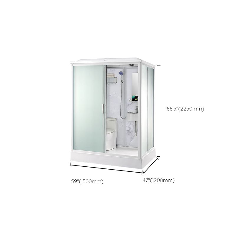 Modern Frosted Glass Single Sliding Shower Enclosure Framed Shower Enclosure in White