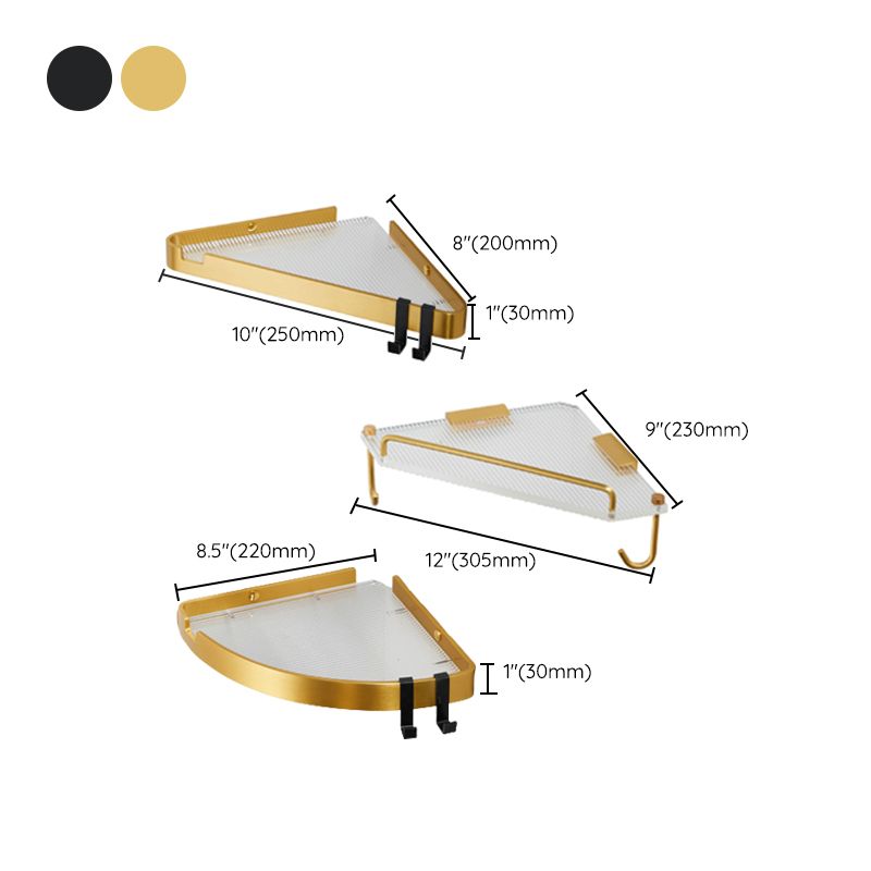 Modern Gold/Black 3 Piece Bathroom Accessory Set, Bath Shelf