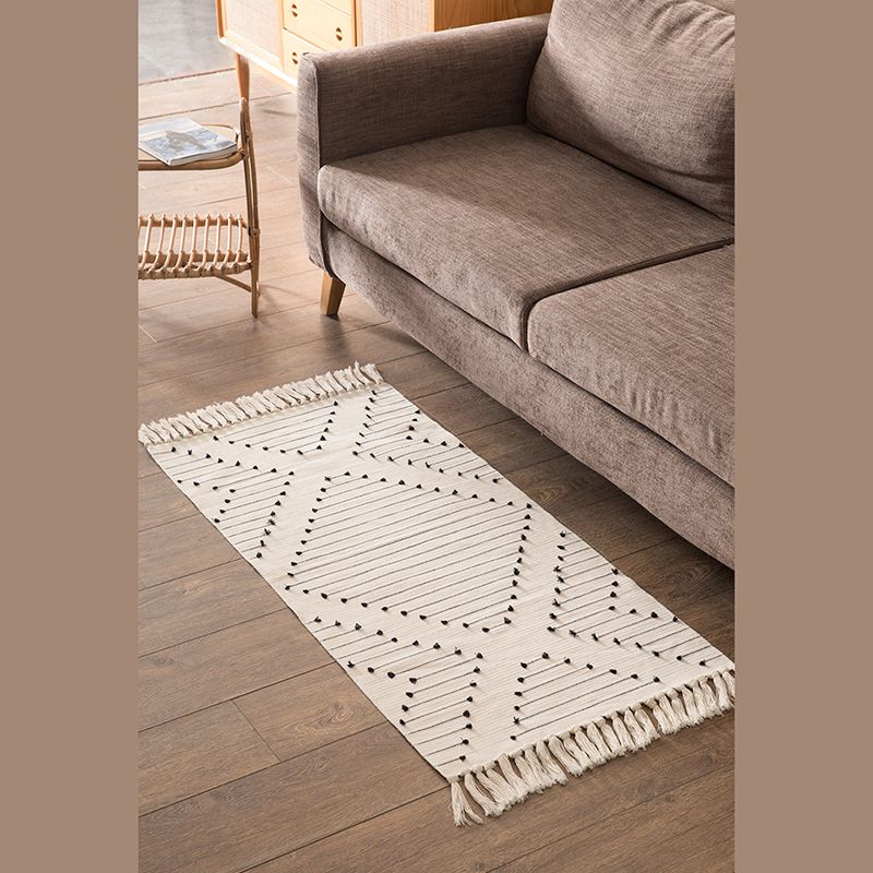 Victoria Living Room Carpet Americana Pattern Area Rug Cotton Blend Fringe Indoor Rug