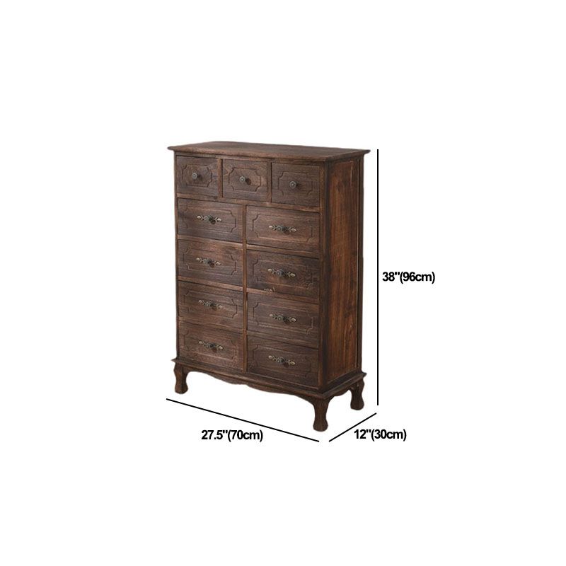 Brown Storage Chest Dresser Traditional Style Vertical Storage Chest with Drawers