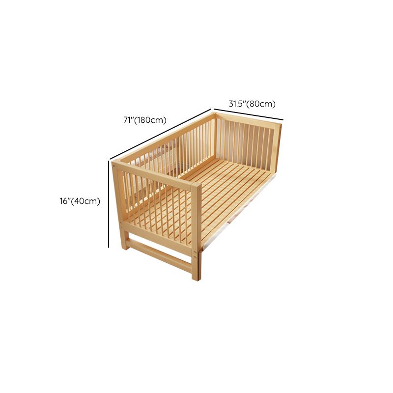 Glam Nursery Bed Wood with Guardrail Washed Natural Baby Crib