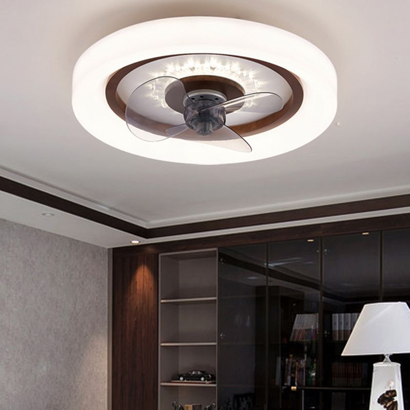 Nordic Style Ceiling Fan Lamp Circle LED Ceiling Fan Light with Acrylic Shade for Bedroom