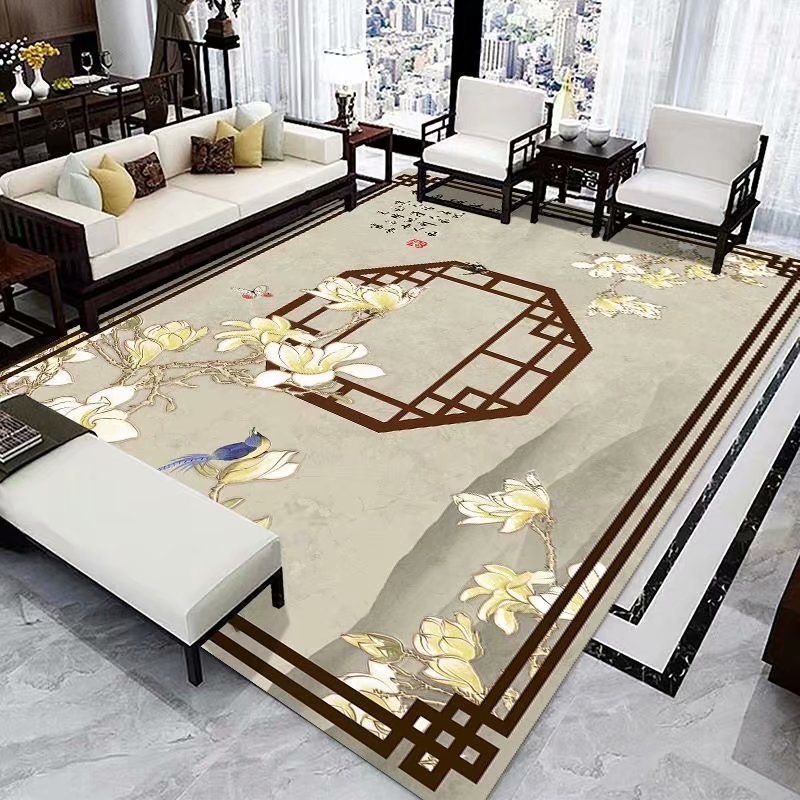 Multicolor Nostalgia Indoor Rug Polyester Ink Print Carpet Easy Care Rug for Home Decoration