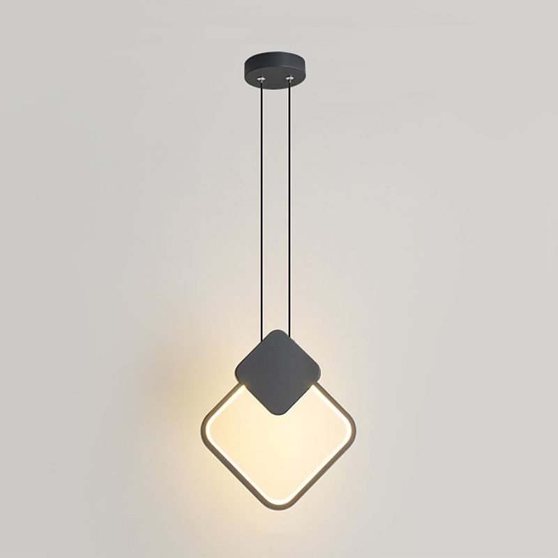 Nordic Style Metal Ceiling Lamp Geometry LED Pendant Light with Acrylic Shade for bedroom