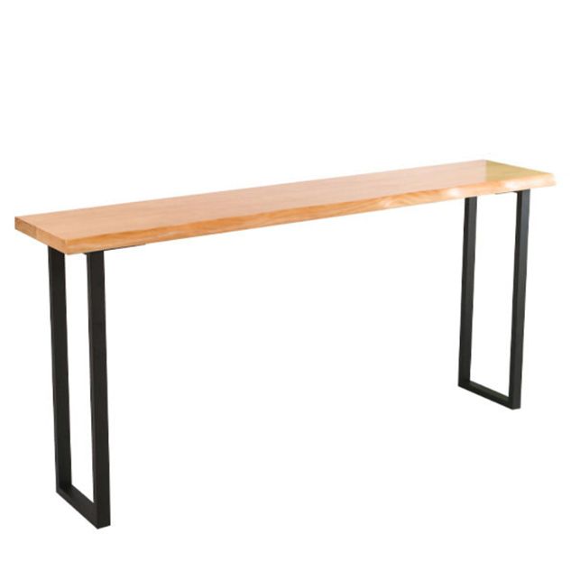 Wood Bar Dining Table Industrial Rectangle Bar Table with Double Pedestal for Dining Room