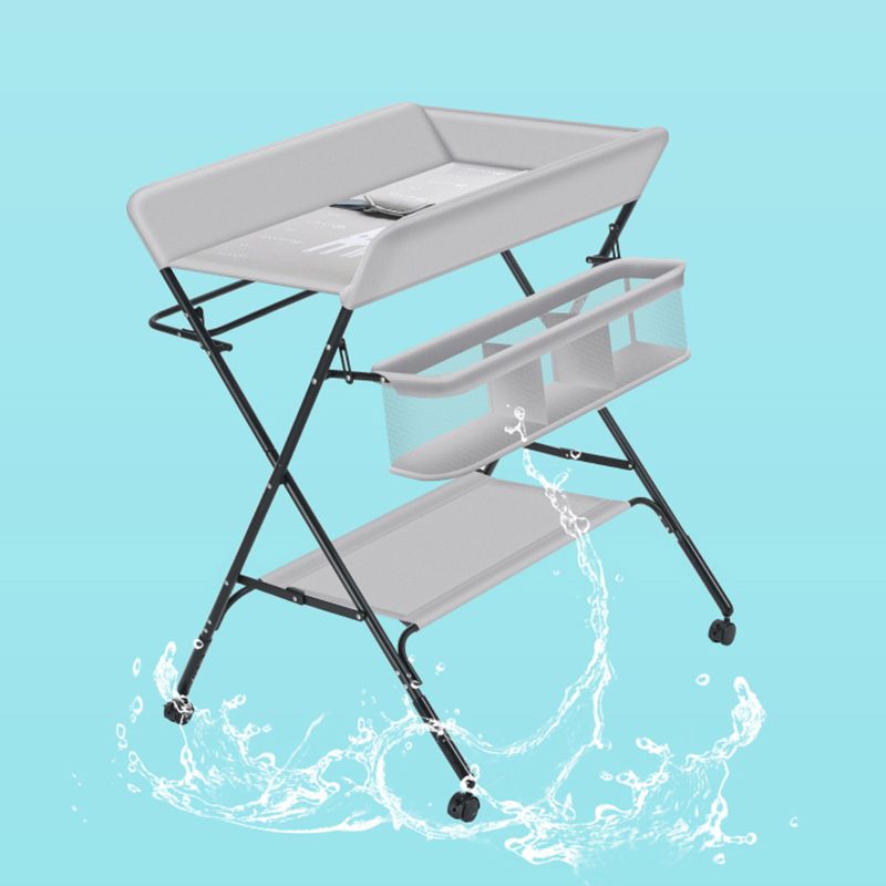 Modern Metal Baby Changing Table Flat Top Changing Table With Safety Rails