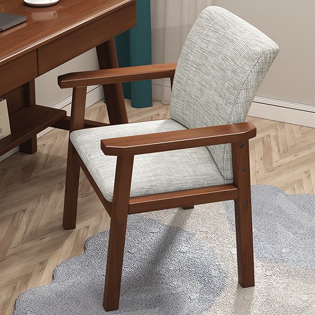 Contemporary Wood Squar Dining Chair Fabric Dining Side Chair for Kitchen