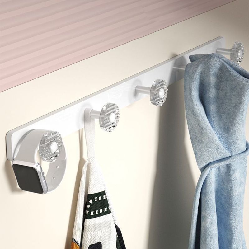 White & Clear Acrylic Bathroom Accessory Set with Towel Bar/Paper Holder/Robe Hook