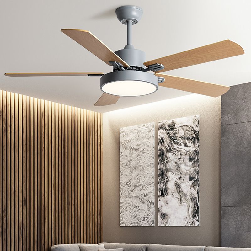 Modern Wooden Ceiling Fan Light Fixture Colorful LED Ceiling Lamp for Bedroom