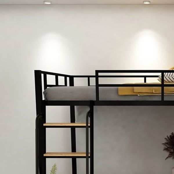 Modern Loft Bunk Bed Open Frame Metal Standard Bed with Wood Accent