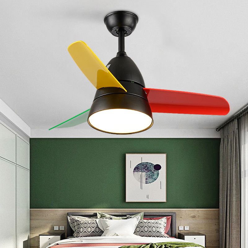 Nordic Style Iron Ceiling Fan Lamp Colorful Ceiling Fan Light for Children Room