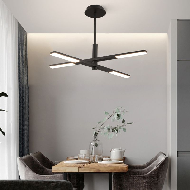 Linear Shade Metal Chandelier Lights Modern Chandelier Lighting Fixtures in Black