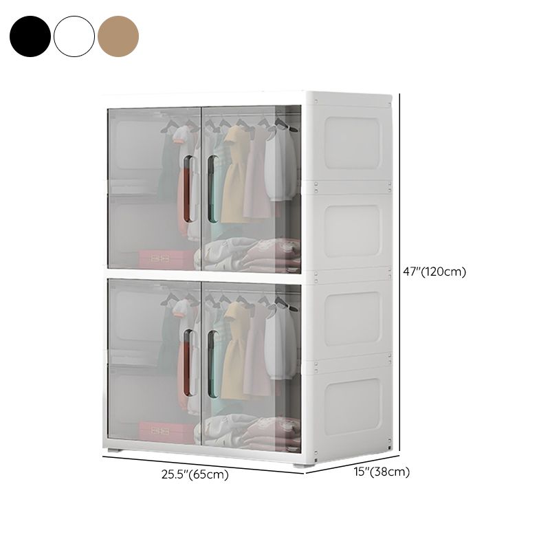 Modern Style Youth Armoire Plastic Bedroom Hanging Clothes Rack with Door