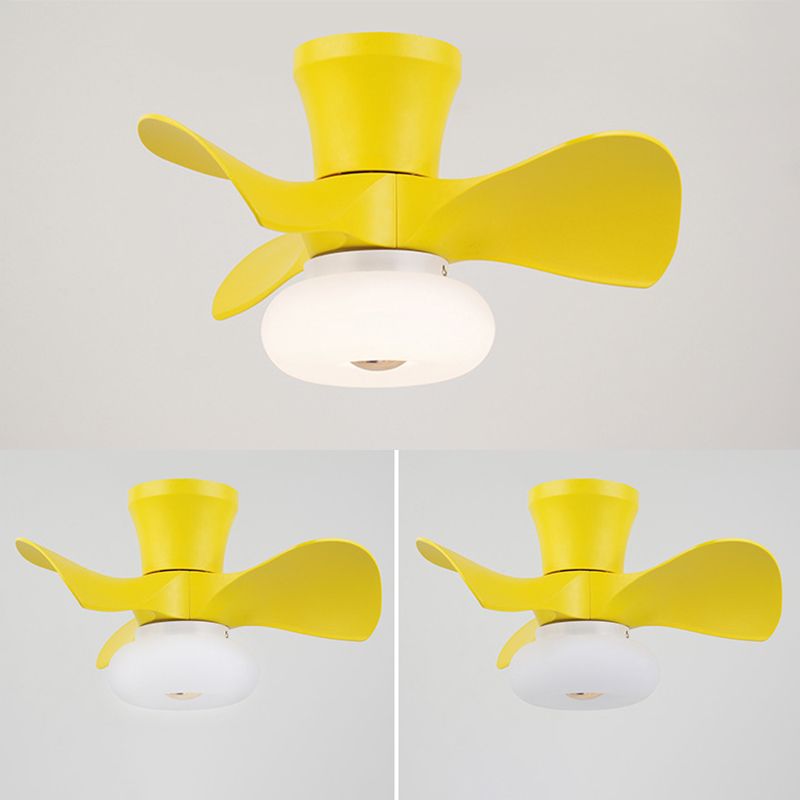 Macaron Round Hanging Fan Light Acrylic Kids Bedroom LED Semi Flush Mount