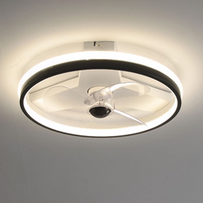 Contemporary Single White/Black Ceiling Fan Lamp LED Metallic Ceiling Fan Light