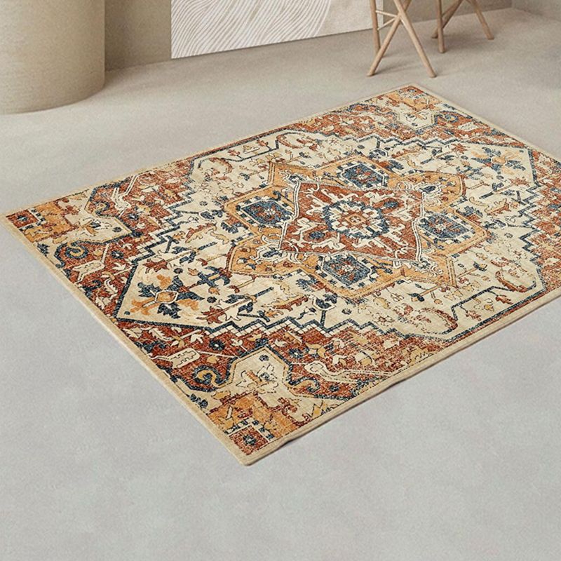 Riguge traditionnel Riguge classique à imprimé fleur tapis résistant aux taches en polyester pour la décoration de la maison