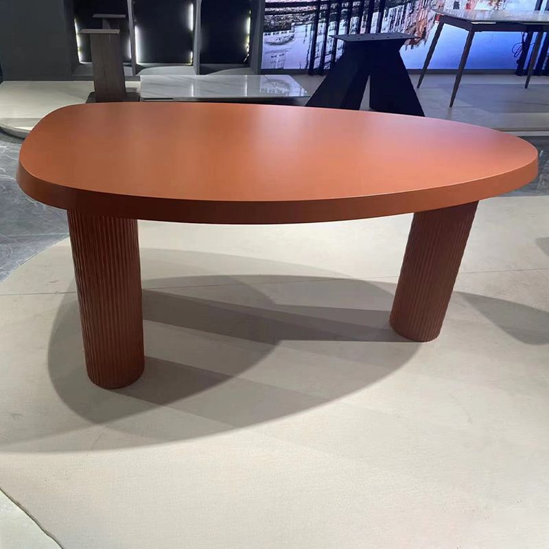 Irregular Shaped Office Conference Table Wood Writing Desk in Orange