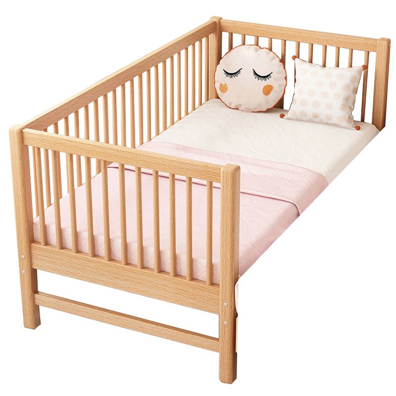 Contemporary Solid Wood Standard Bed Slat Kids Bed with Guardrail