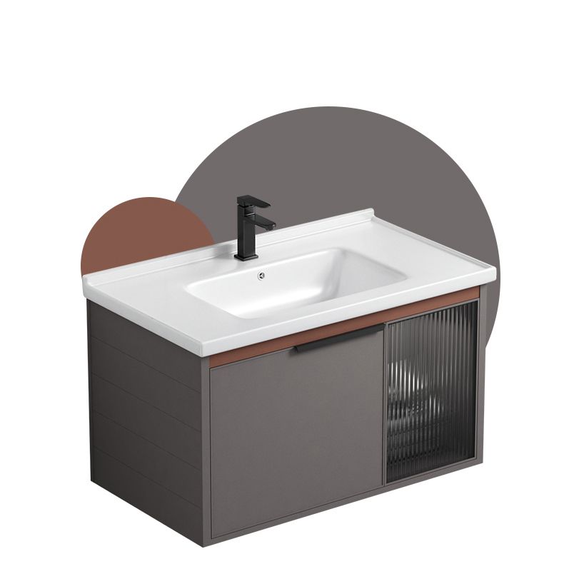 Modern Rectangular Bathroom Vanity Metal Frame Single-Sink Sink Vanity