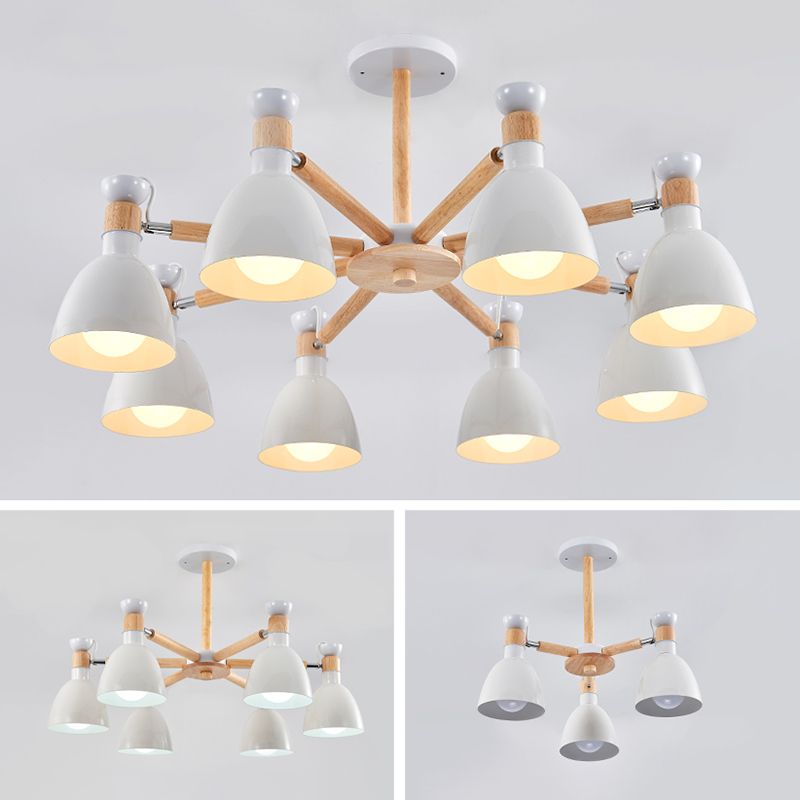 Multi Light Cone Sanging Chandelier Modern Macaron Style Metal Metal Hanging Lamping pour chambre à coucher