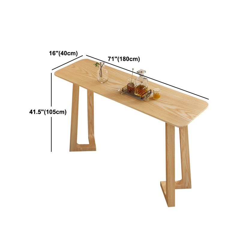 Pine Wood Bar Table Contemporary Bar Table with Wood Sled Base