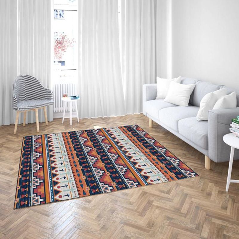 Moroccan Living Room Rug Multi-Color Geometric Print Rug Synthetics Anti-Slip Backing Stain Resistant Pet Friendly Rug