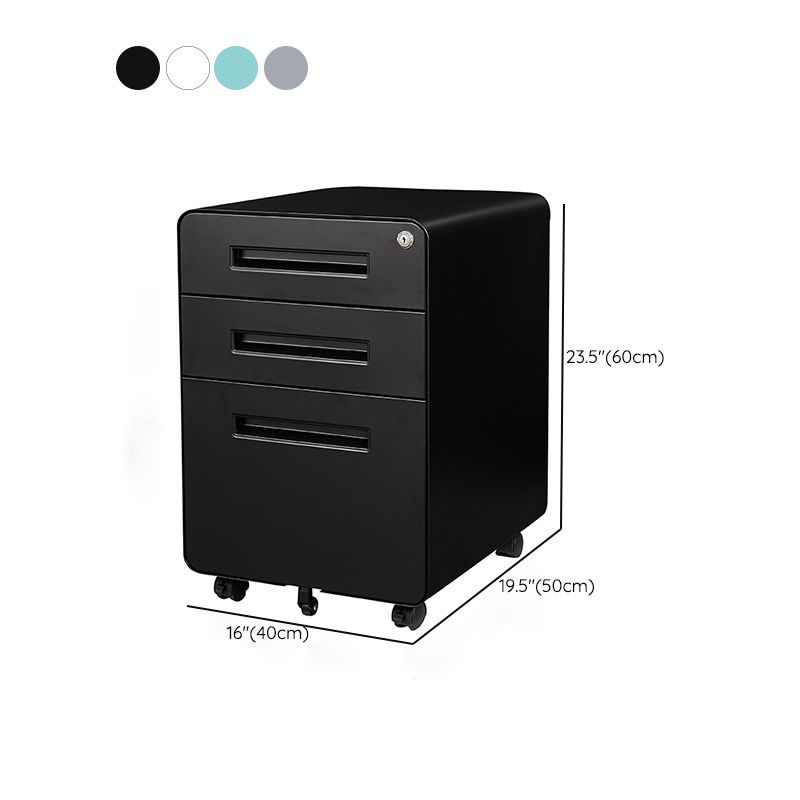 Contemporary File Cabinets Steel Frame Key Lock Mobile Filing Cabinet