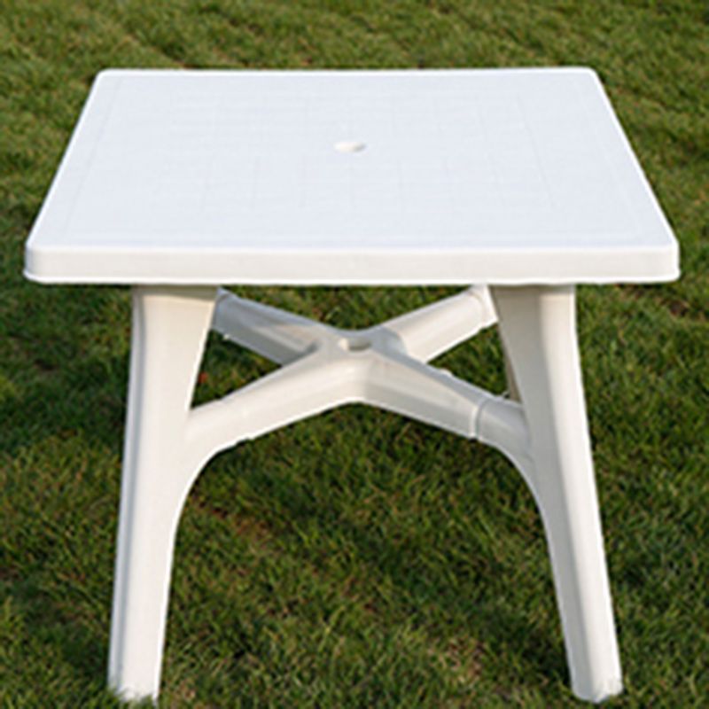 Modern Style Rectangle/Round Patio Table Plastic Water Resistant with Umbrella Hole