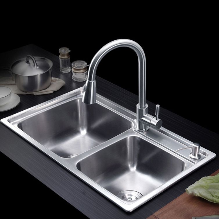 Kitchen Sink Stainless Steel Drop-In Noise-cancelling Design Kitchen Double Sink