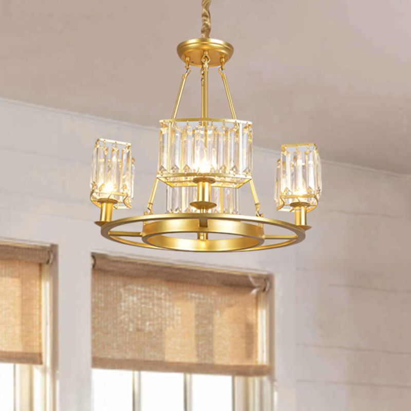 Black/Gold Circle Ceiling Chandelier Modernism Crystal 4/6 Lights Hanging Light Fixture for Bedroom