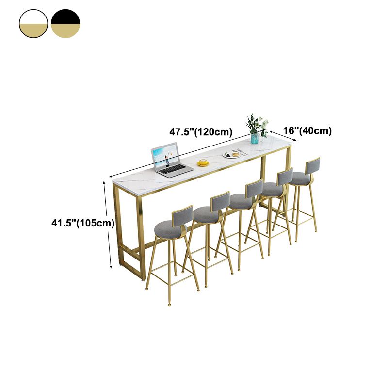 Contemporary Bar Dining Table Rectangle Bar Table with Trestle Base in Gold