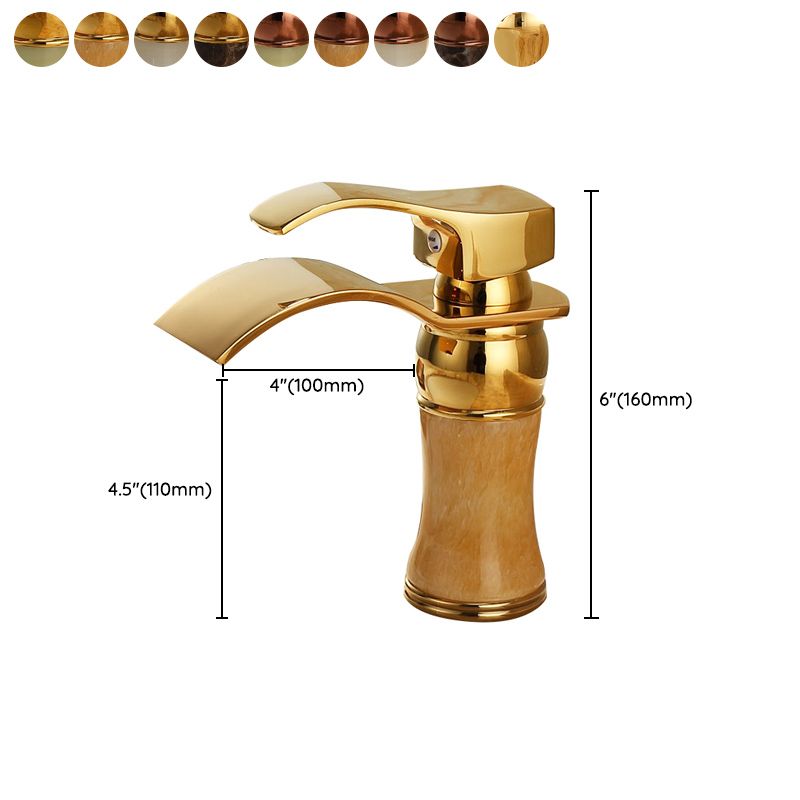 Deck Mounted Copper Roman Tub Faucet Low Arc Roman Tub Faucet Set with Jade