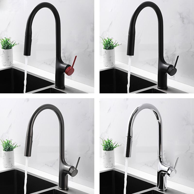 Contemporary Pull Down Single Handle Kitchen Faucet High Arch Water Filler