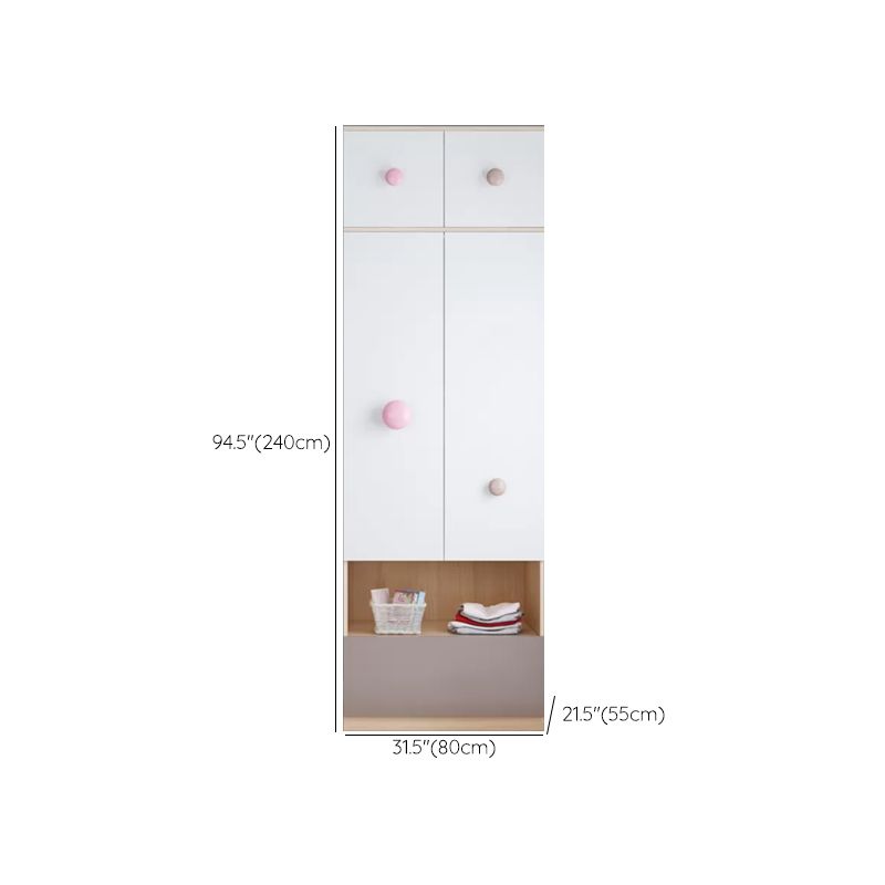 Manufactured Wood Kid's Wardrobe Modern Wardrobe Armoire with Garment Rod