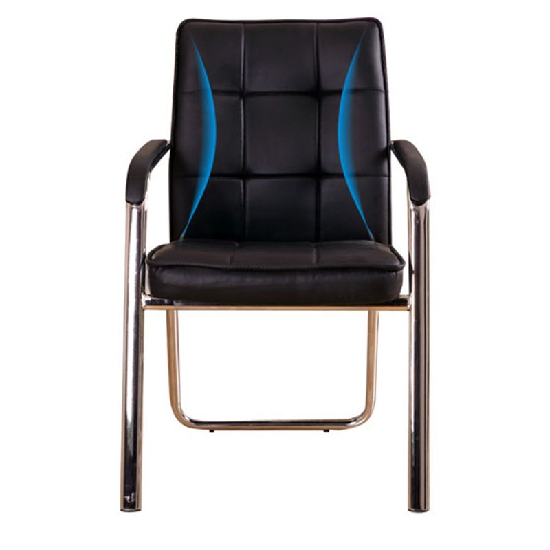 Modern Arm Desk Chair with Metal Base Mid Back Office Chair with Padded Arms