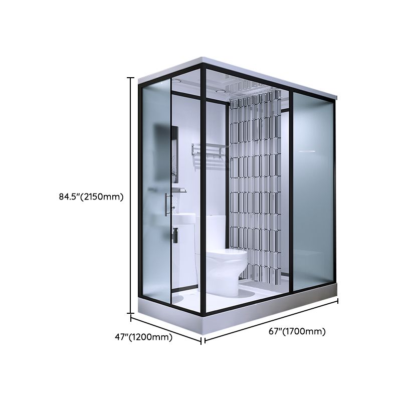 Modern Shower Stall Tempered Glass with Towel Bar Single Sliding Shower Enclosure