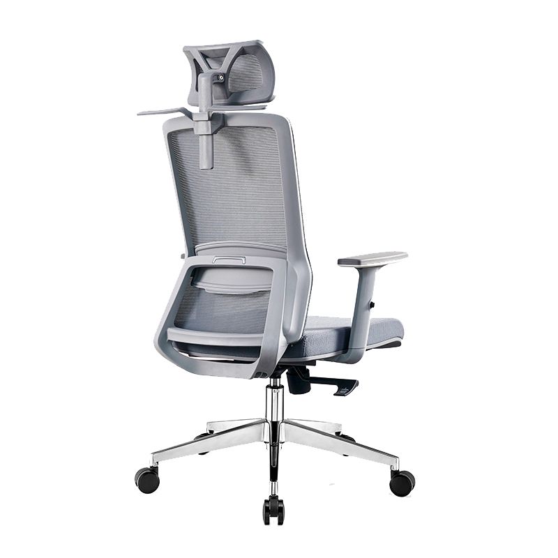 Contemporary Adjustable Arms Office Chair Gray Back Mesh Chair