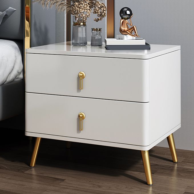 Modern Accent Table Nightstand 2 Drawers Wood Night Table for Bedroom